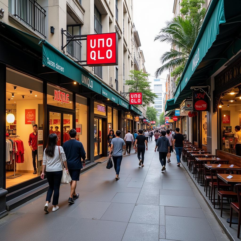 Shopping Street in Hanoi near Uniqlo Store