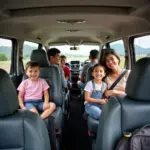 Family enjoying a trip in a rented Sienna in Hanoi