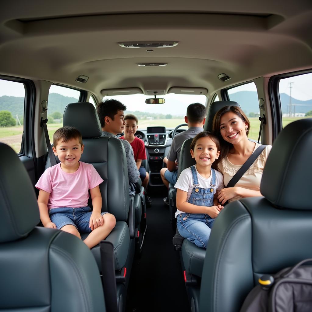 Family enjoying a trip in a rented Sienna in Hanoi