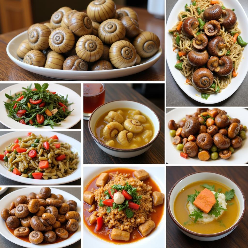 Variety of Hanoi snail dishes