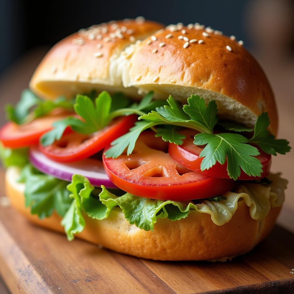 Delicious banh mi sandwich from a Hanoi street vendor