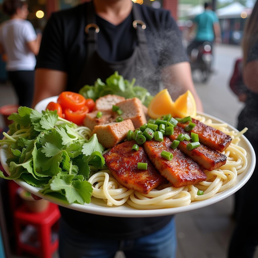 Delicious Bun Cha being prepared and served in Hanoi