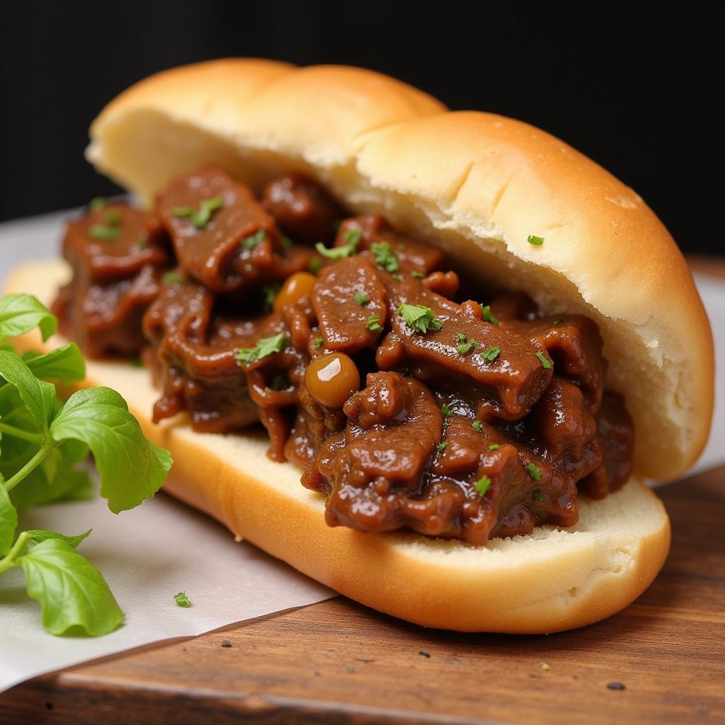 Hanoi Street Food Culinary Adventure: Enjoying a Banh Mi Sot Vang.