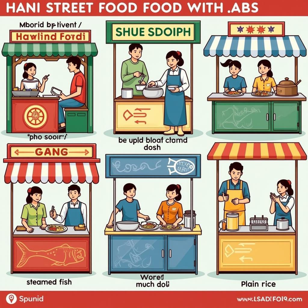 Hanoi street food with IBS-friendly options like pho and steamed dishes.