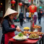 Hanoi Street Food Vendor Selling Lucky Dishes