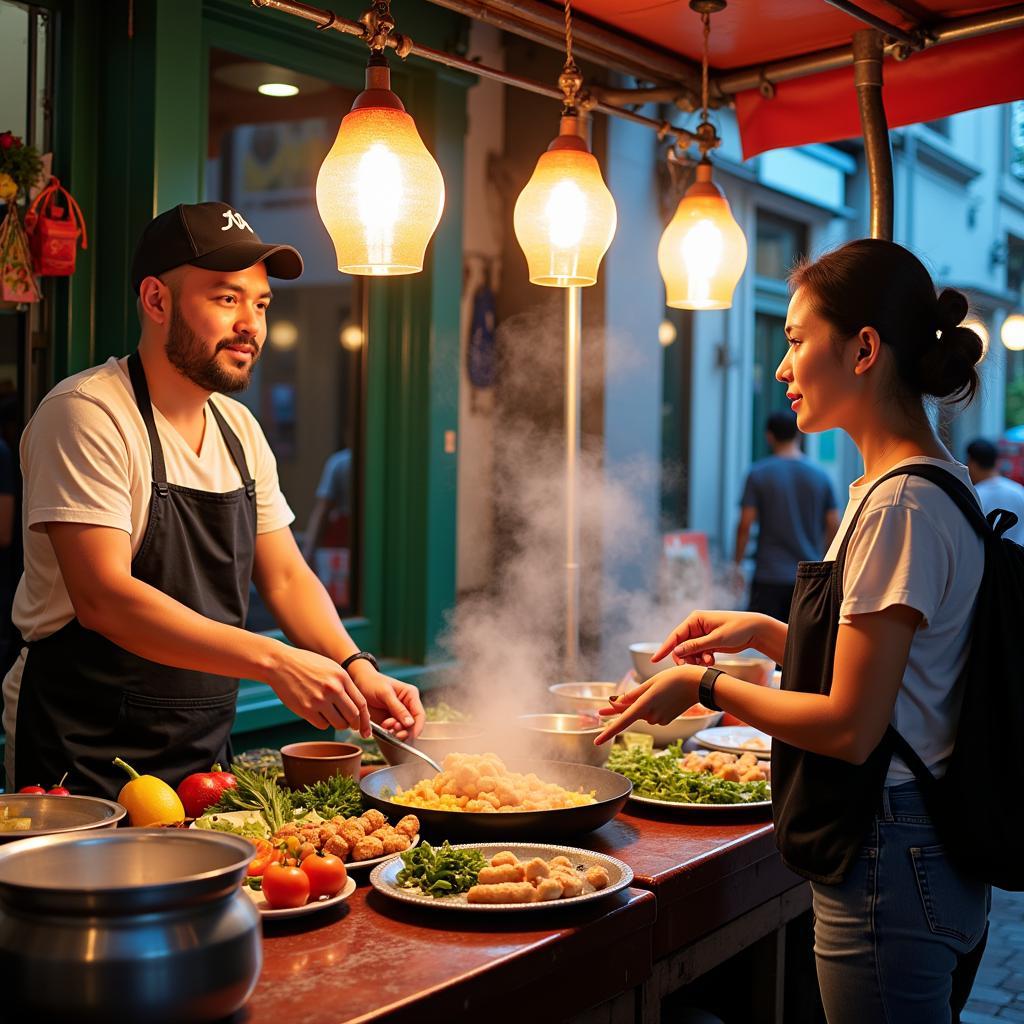 Ordering Hanoi street food