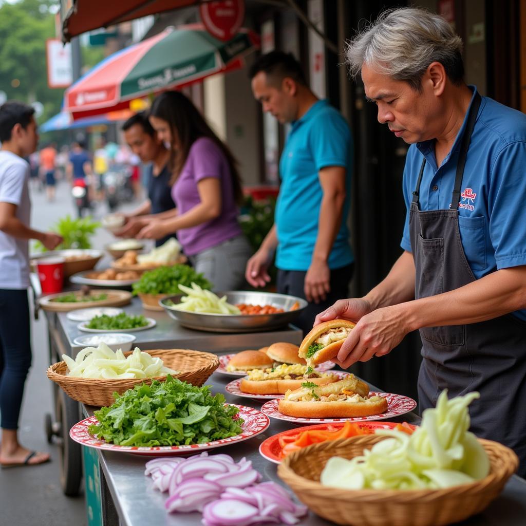 Hanoi Street Food Vendor - Banh Mi