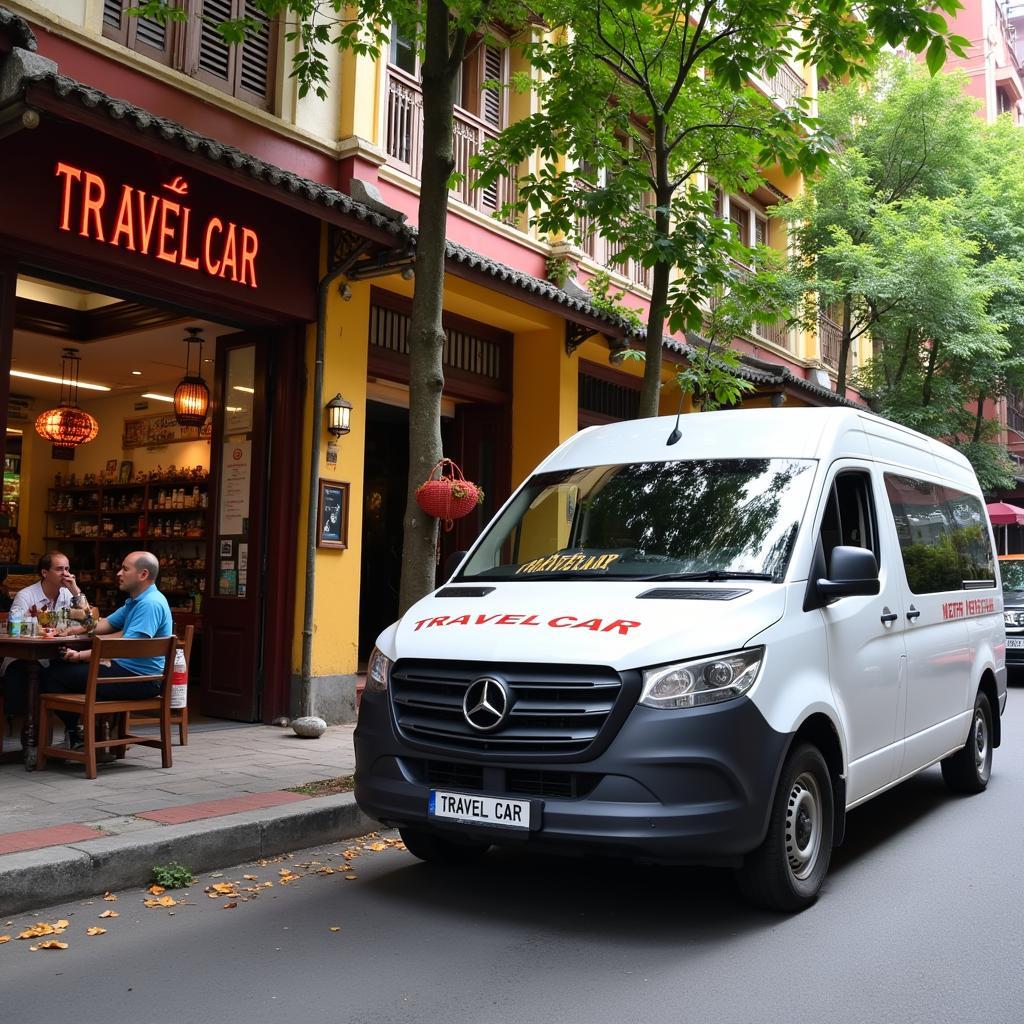 Hanoi Street Scene with TRAVELCAR Van