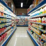 Pasteurized milk options in a Hanoi supermarket