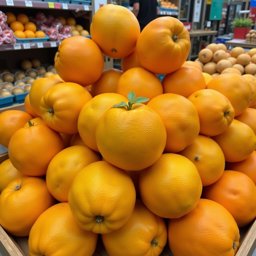 Nam Roi Grapefruit Display in Hanoi Supermarket