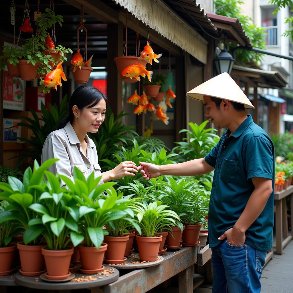 Goldfish Plant in Hanoi Traditional Market