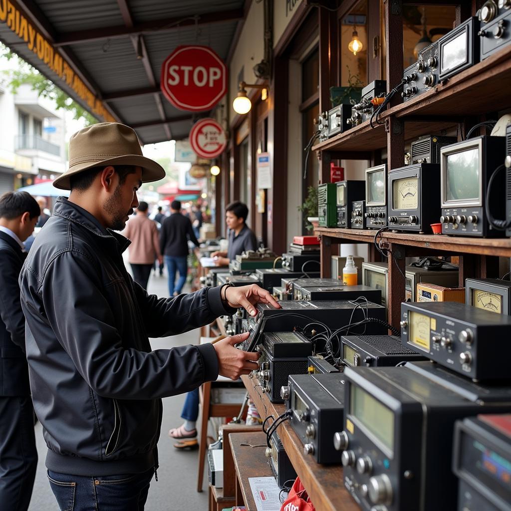 Searching for a Japanese radio in Hanoi's traditional market