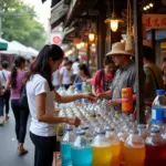 Buying Soda Water in a Traditional Hanoi Market