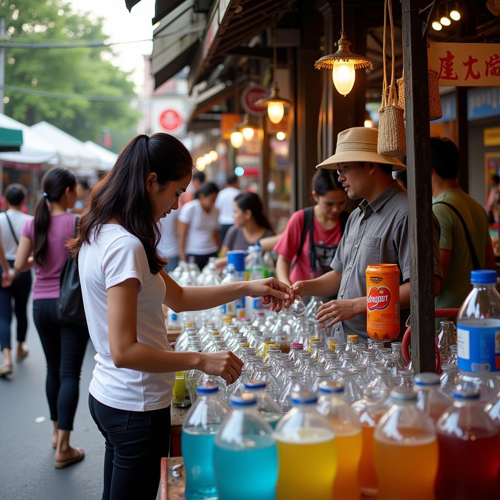 Buying Soda Water in a Traditional Hanoi Market