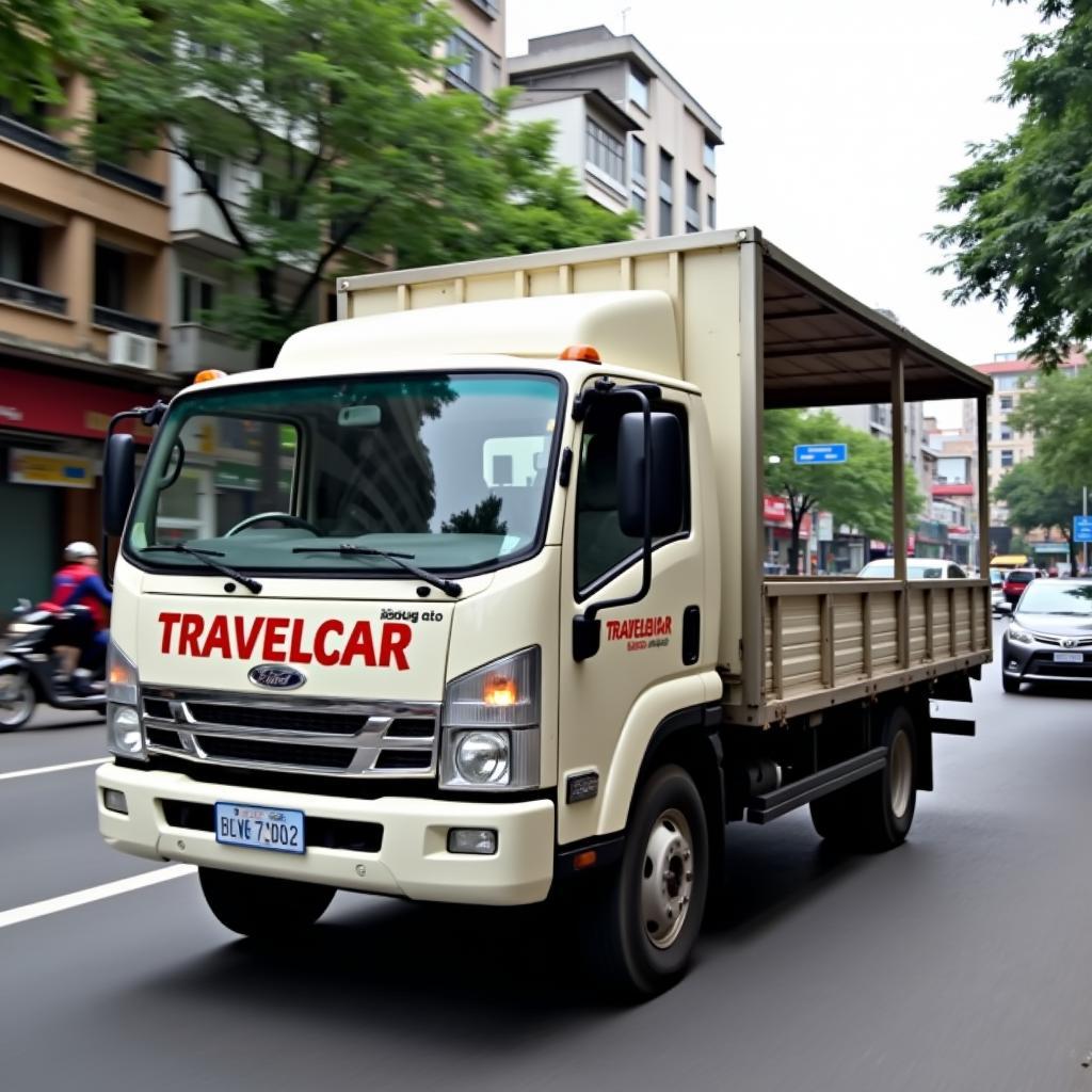 Truck Driving on Hanoi Road