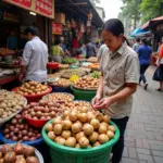 Hanoi Water Chestnut Market Scene