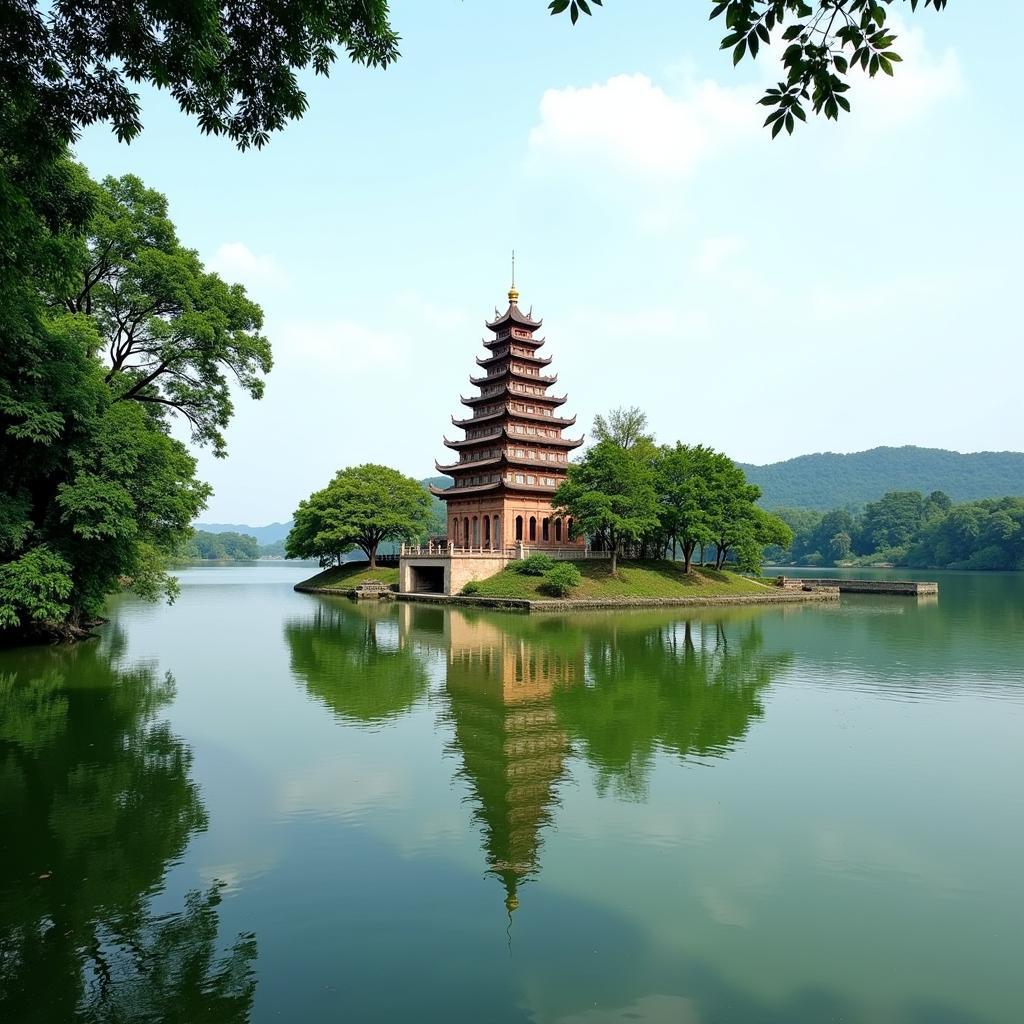 Tran Quoc Pagoda on West Lake in Hanoi, Vietnam