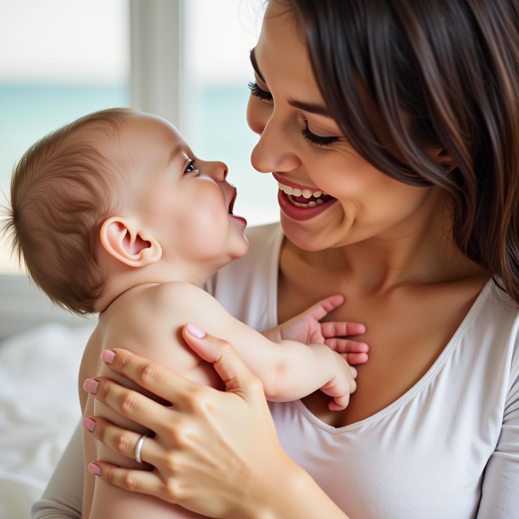 Happy Breastfeeding Mother and Baby