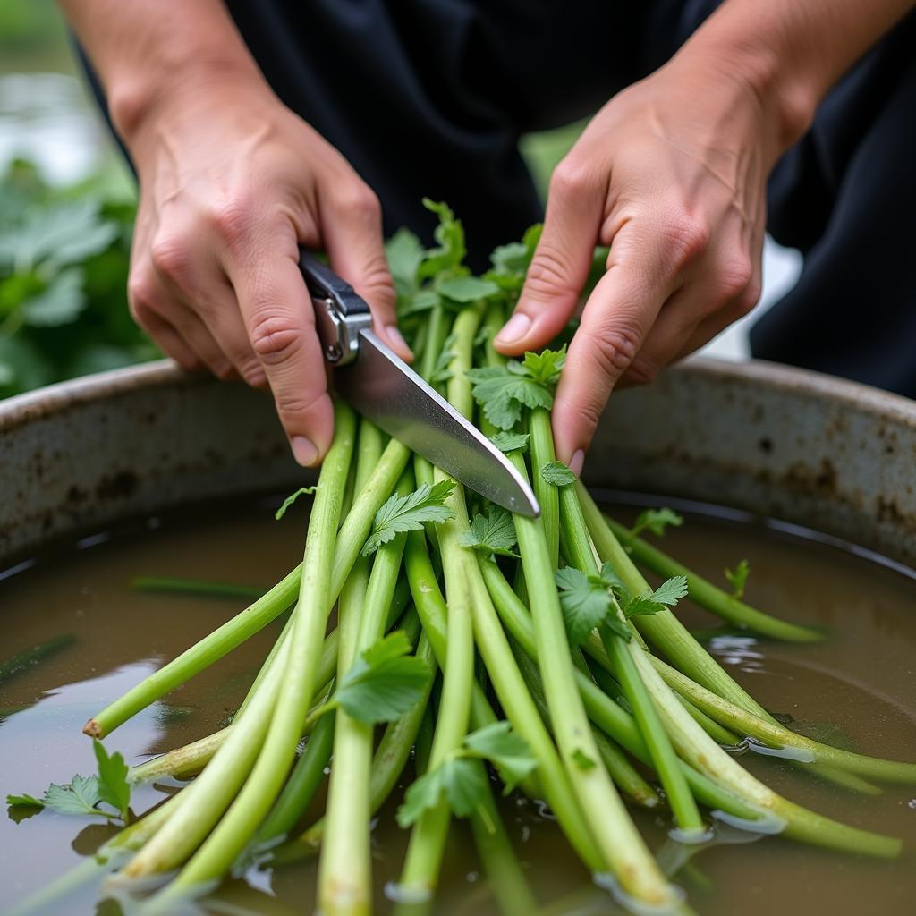 Harvesting Củ Niễng in Nam Định