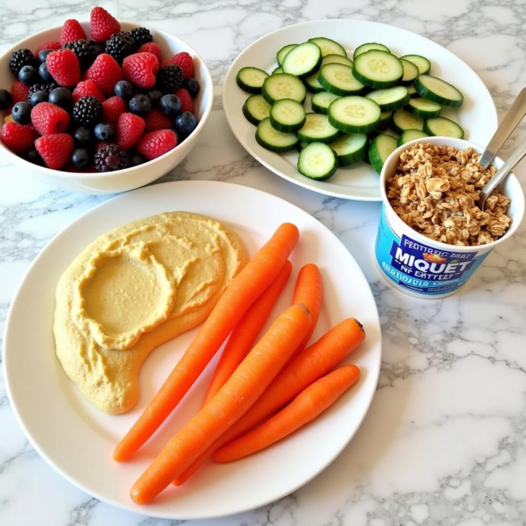 Healthy snacks like fruits, vegetables, and yogurt are great for maintaining energy levels and promoting healthy weight gain during pregnancy. 