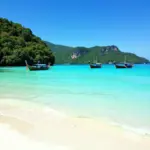 Hon Kho Island in Quy Nhon, Vietnam: A picturesque view of the turquoise water, white sandy beaches, and lush greenery of the island.