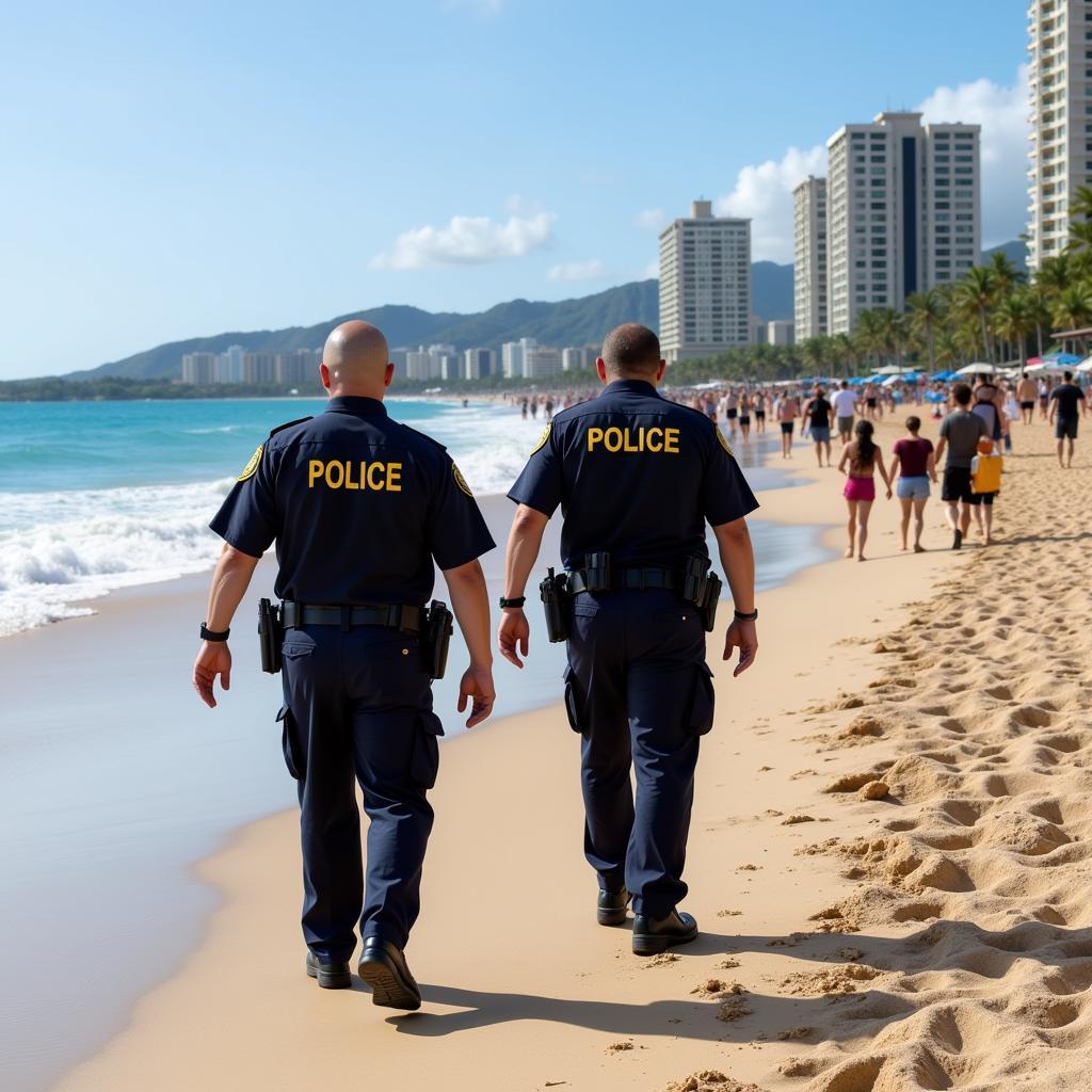 Honolulu police patrolling Waikiki beach