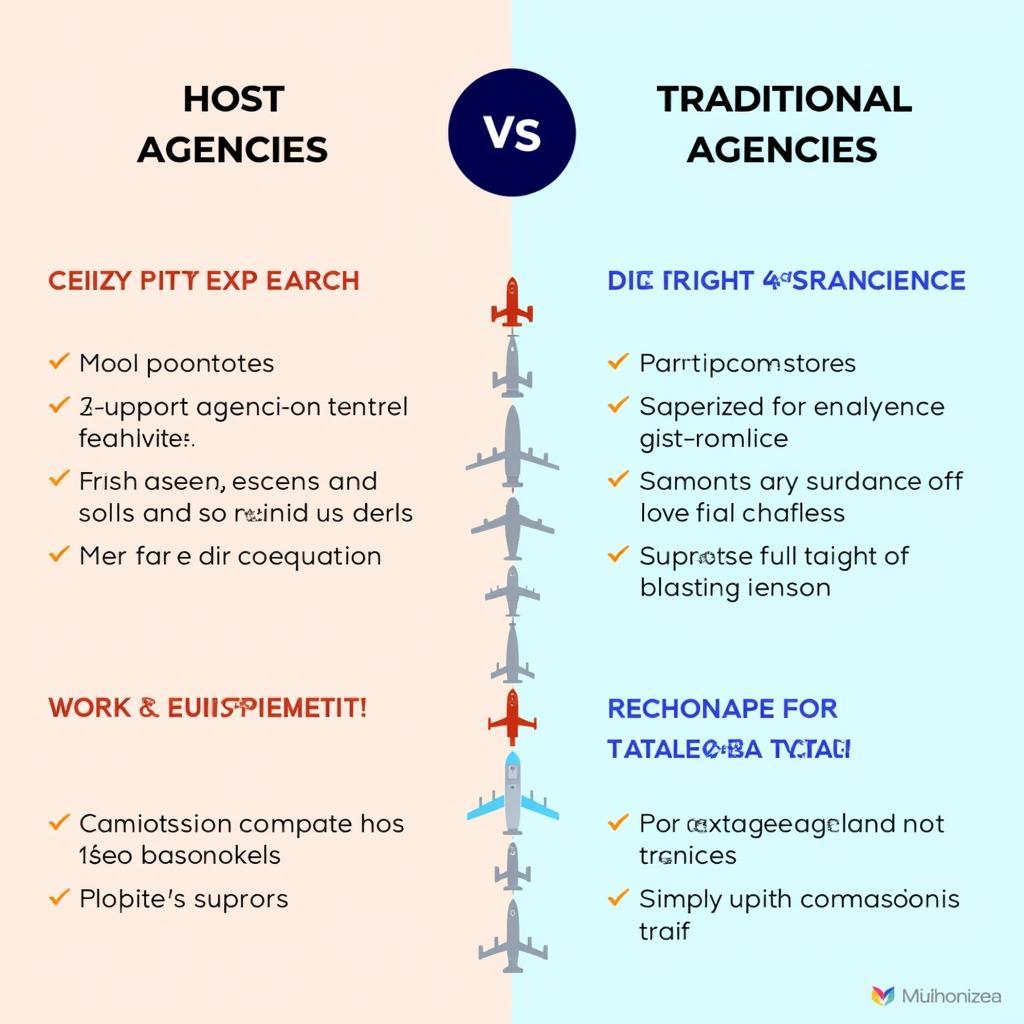 Comparing host agencies and traditional travel agencies.