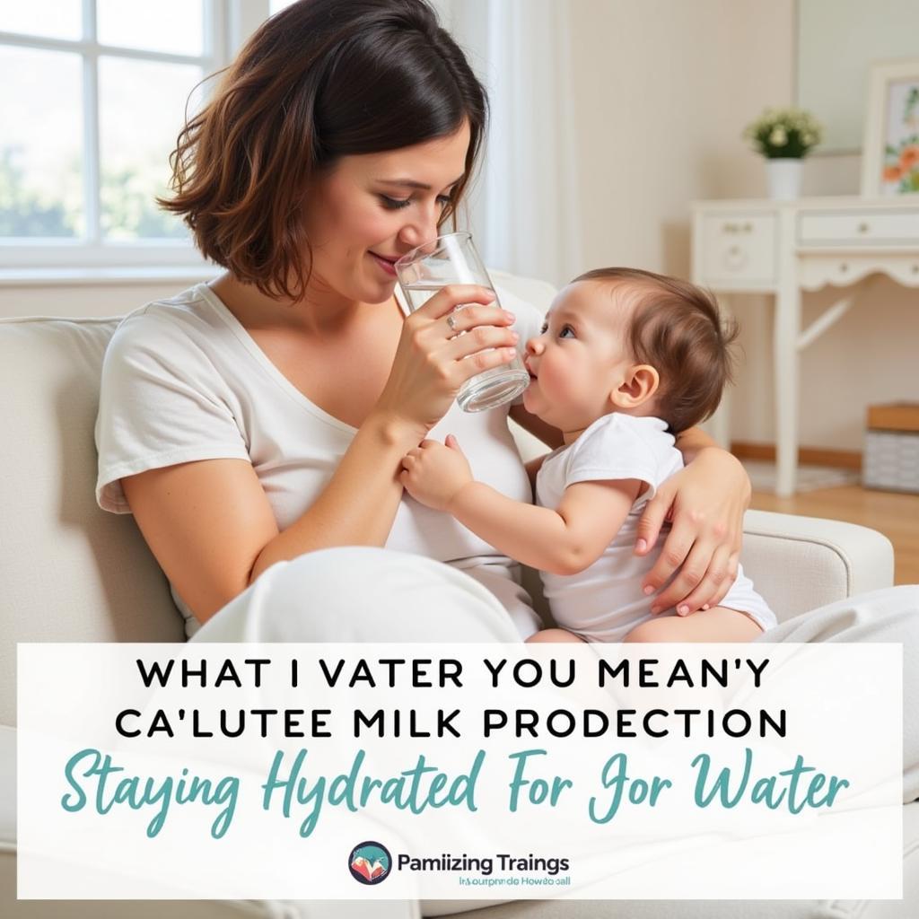 A mother drinking water while breastfeeding