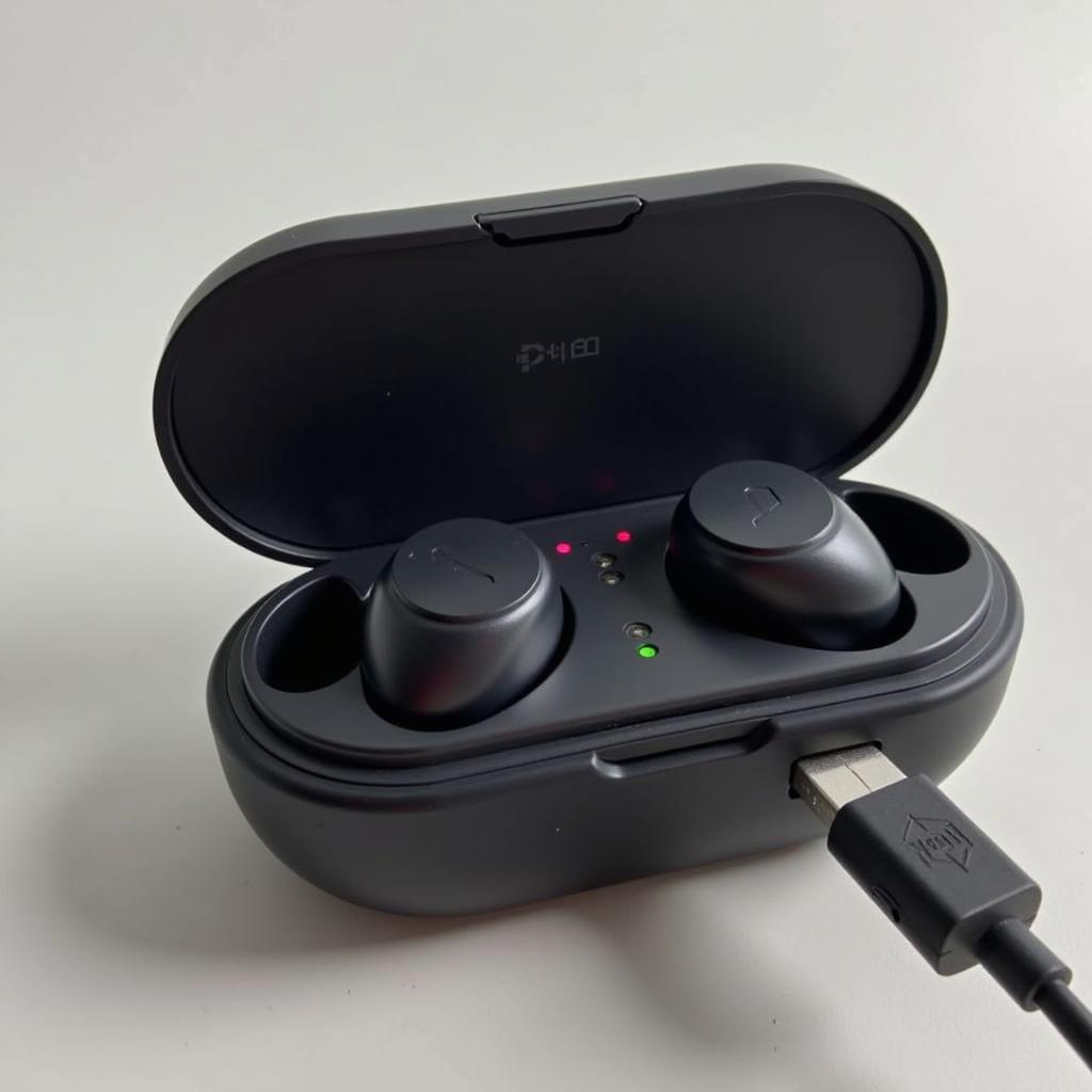 Charging i12 Bluetooth Earbuds in Charging Case