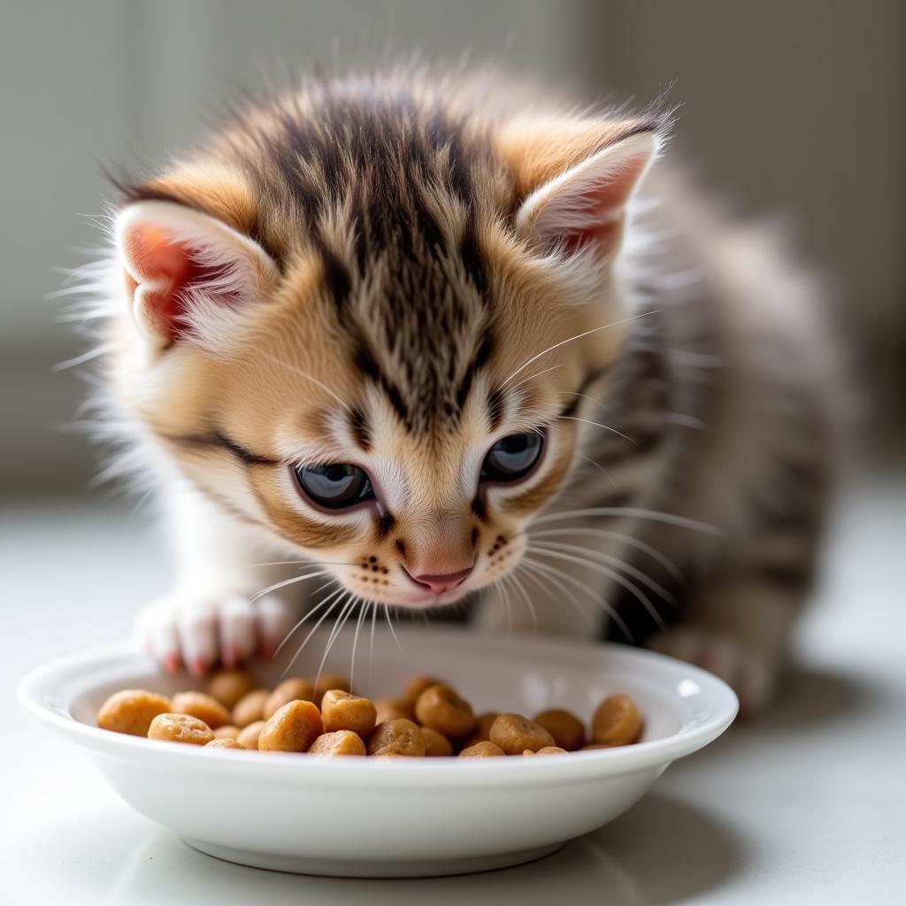 Kitten Eating Wet Food