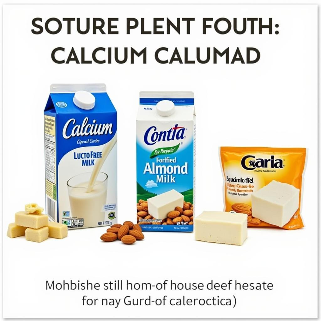 Alternative calcium sources for lactose-intolerant pregnant women, including lactose-free milk, fortified almond milk, and calcium-set tofu.