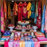 Various Lanh My A Silk Products Displayed in a Shop