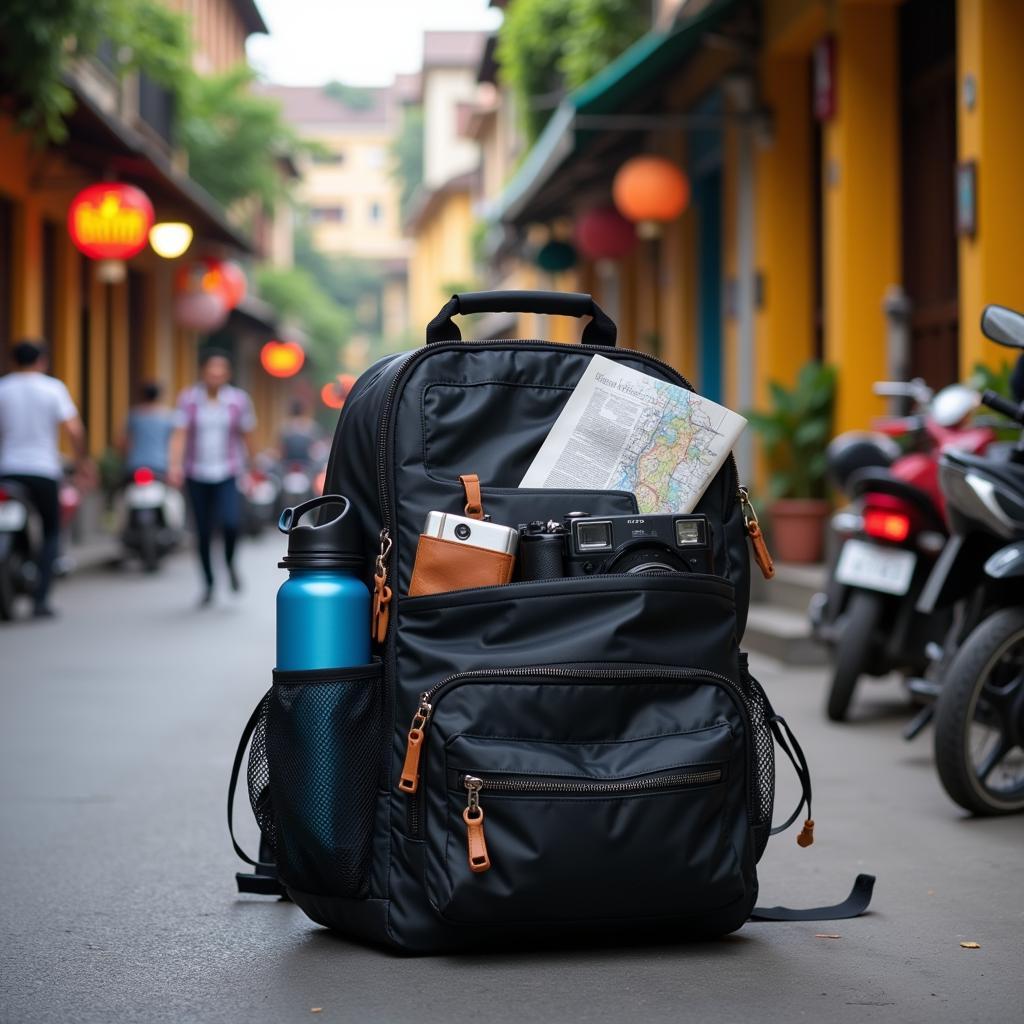 Lightweight backpack for exploring Hanoi's Old Quarter