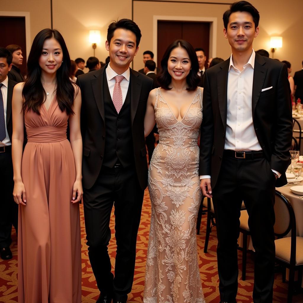 Guests in modern attire at a Vietnamese wedding