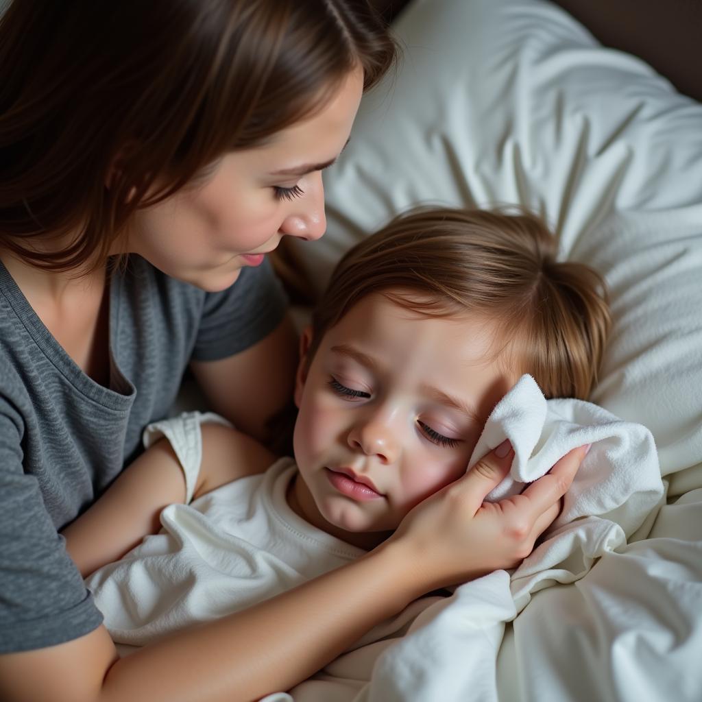 Mother Comforting Sick Child