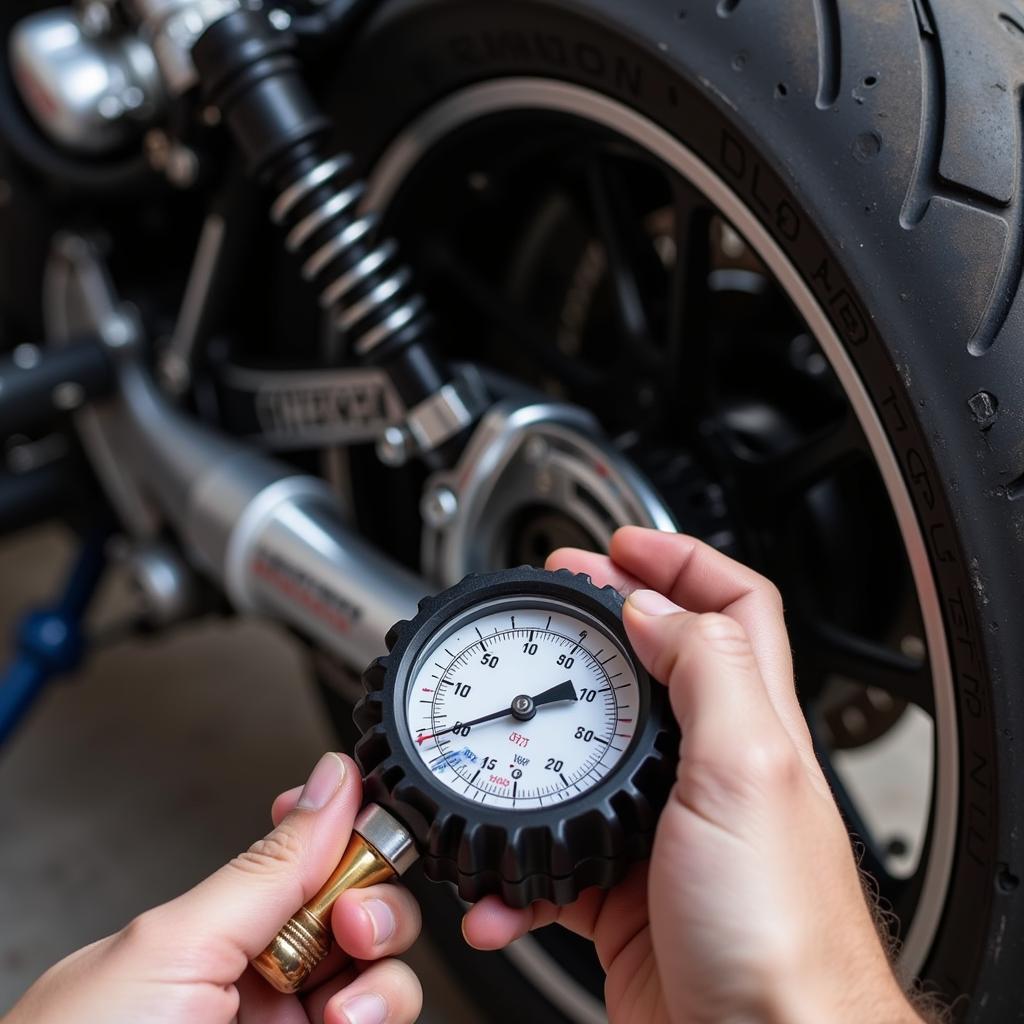 Checking Motorcycle Tire Inflation