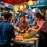 Banh Mi street vendor on Nguyen Hue Walking Street