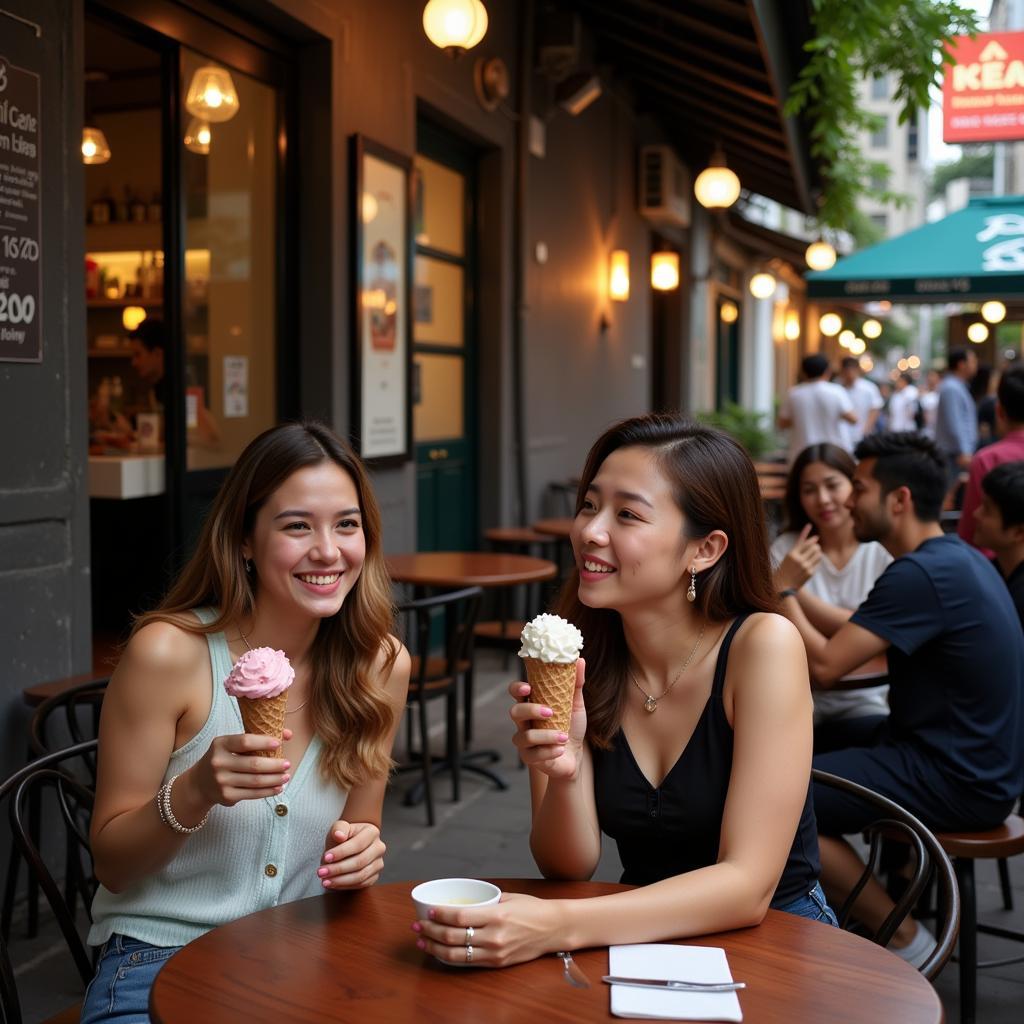 Enjoying Kem on Nguyen Hue Walking Street