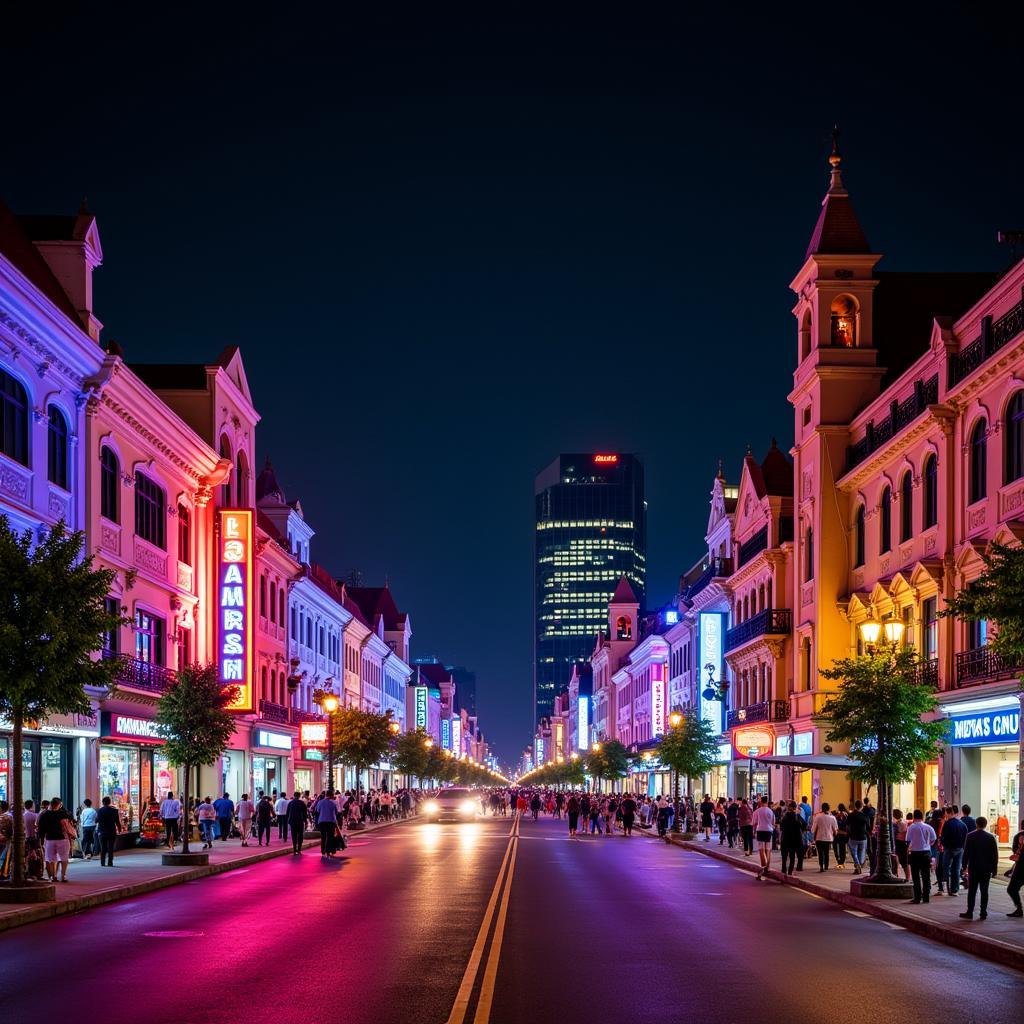 Nguyen Hue Walking Street at Night