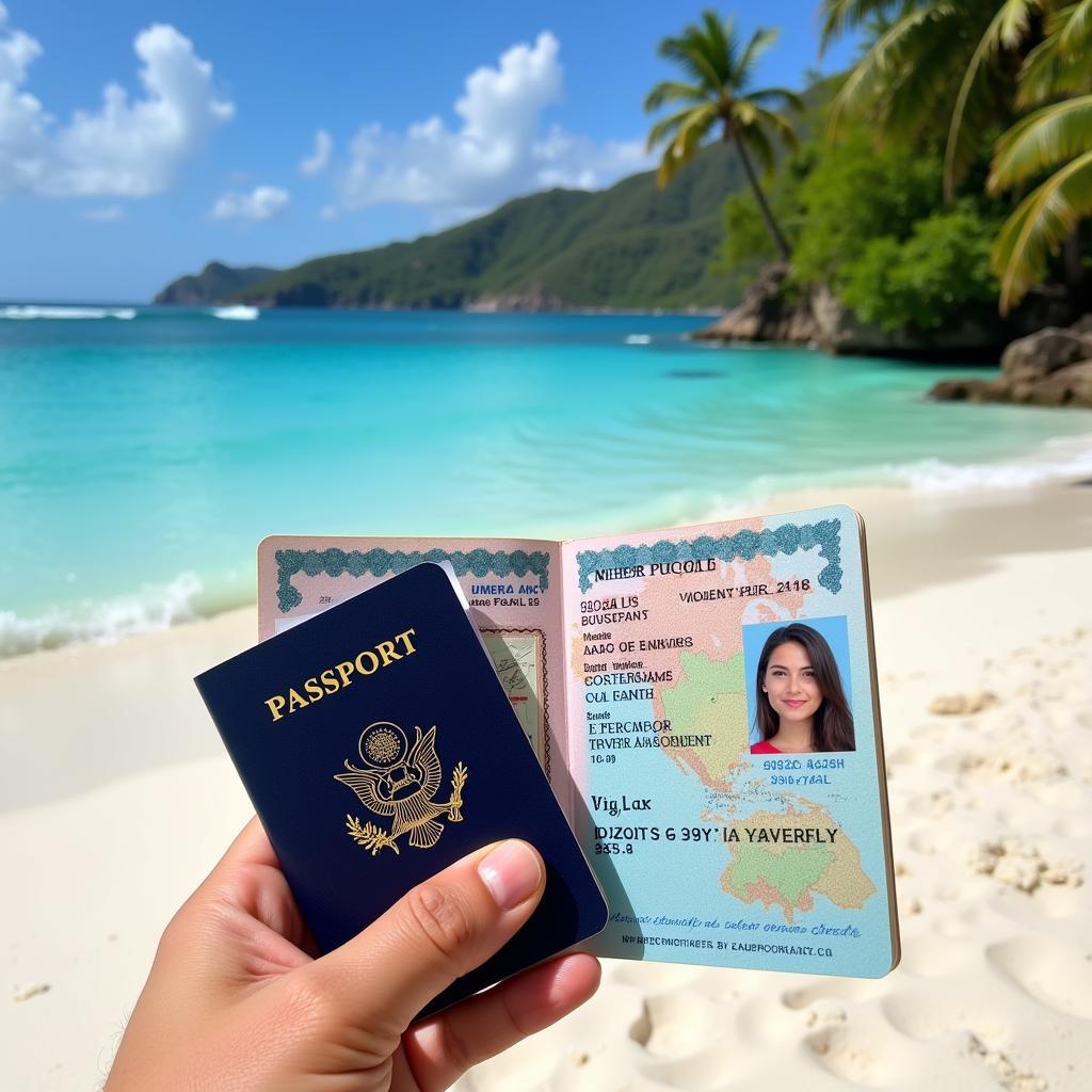 Non-US Citizen with Passport at a Puerto Rican Beach