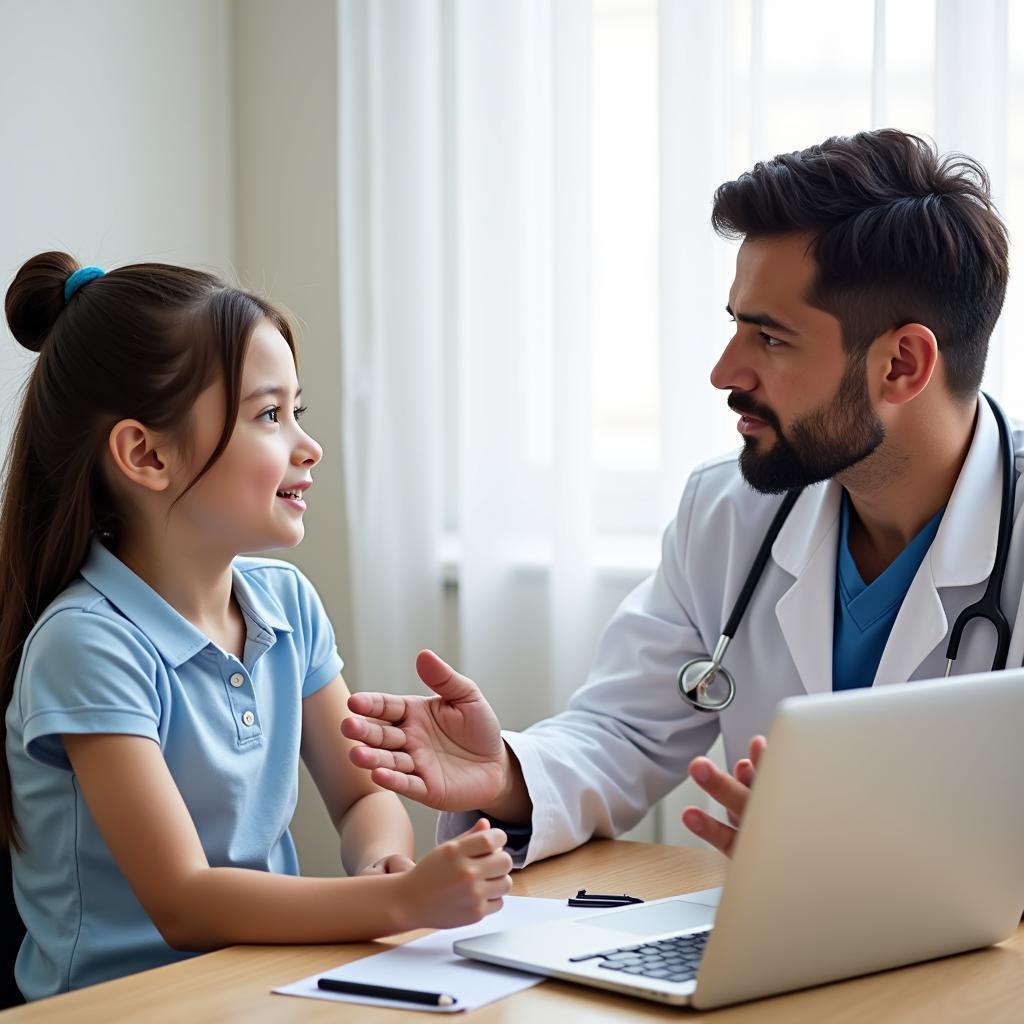 Parent Consulting Doctor About Child's Fever