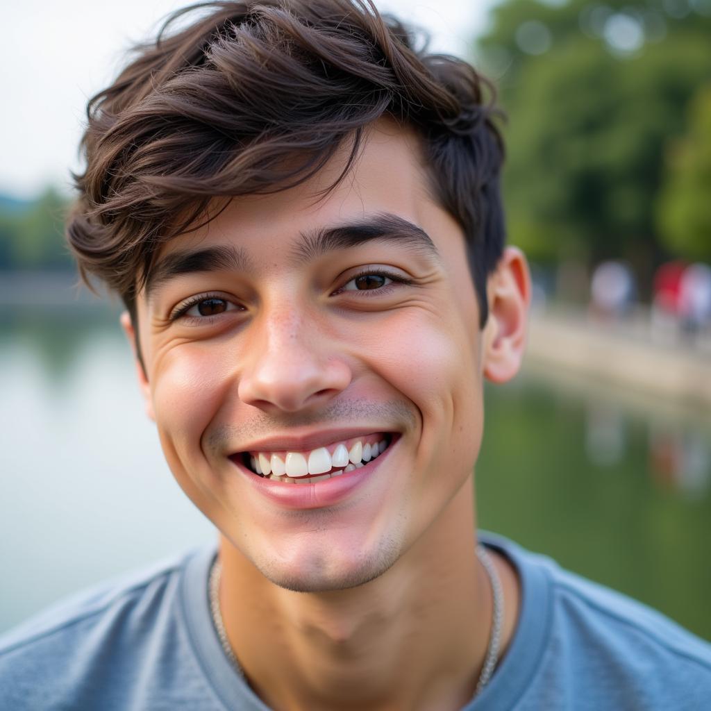 A patient wearing retainers in Hanoi