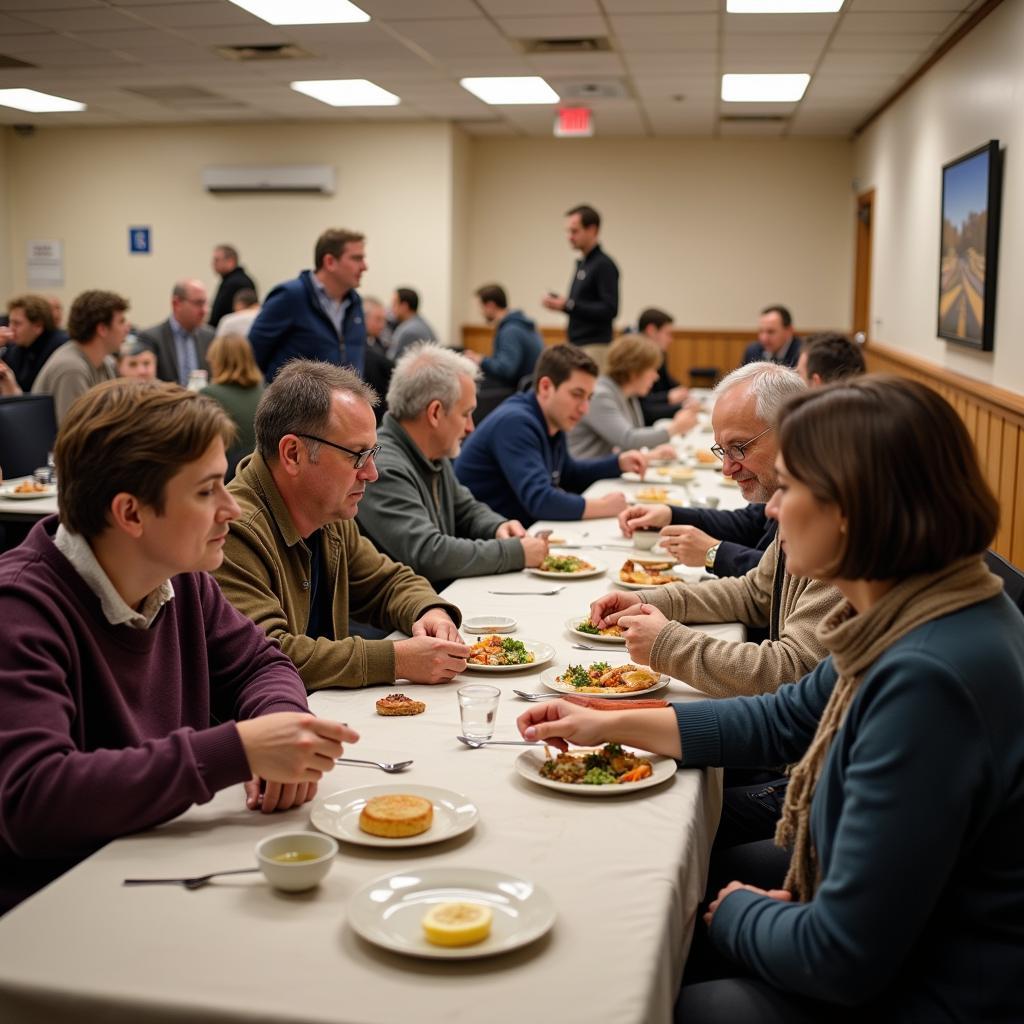 People Sharing a Meal at a Soup Kitchen