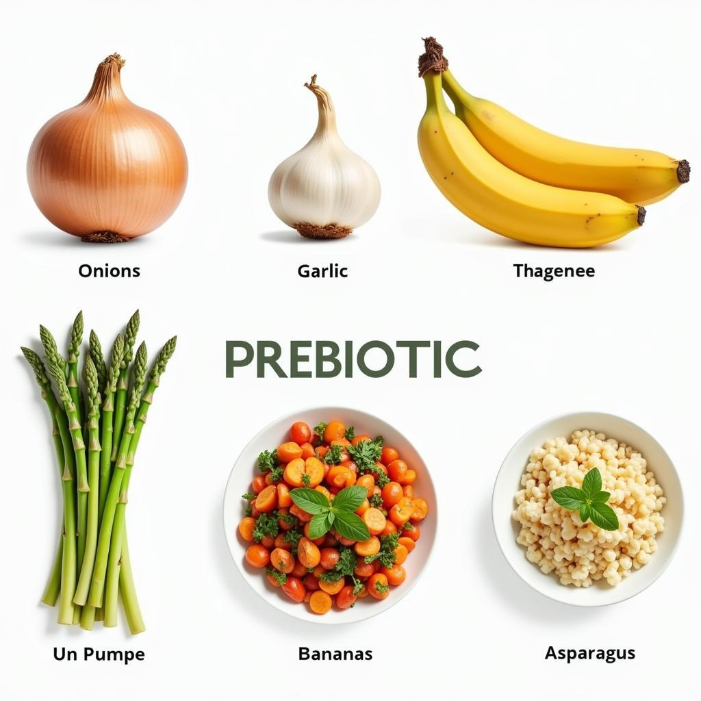 Prebiotic foods like onions, garlic, bananas, and asparagus nourish beneficial gut bacteria