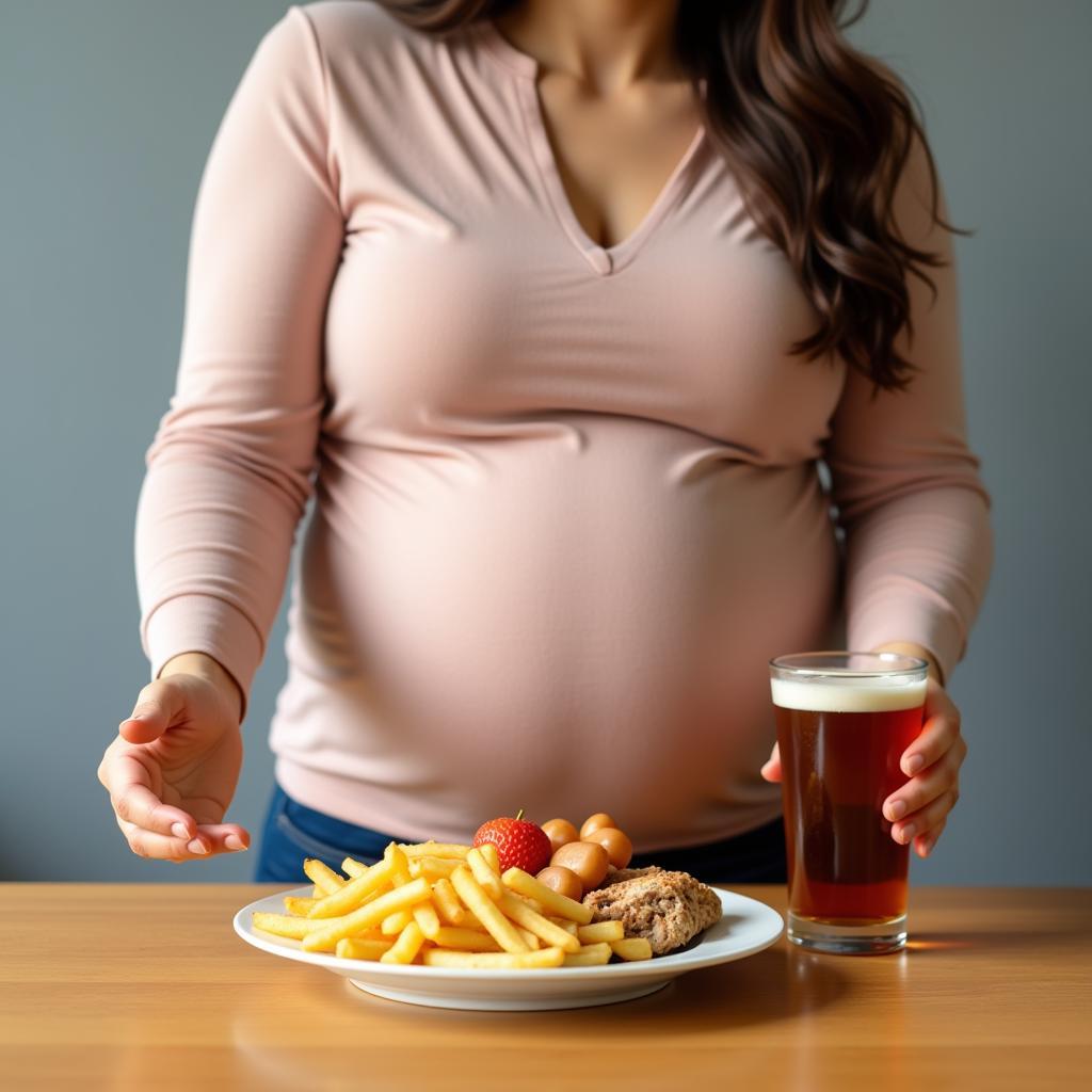 Pregnant Woman Avoiding Unhealthy Food Options