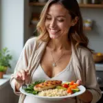 Pregnant Woman Enjoying a Healthy Meal