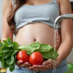 Pregnant Woman Washing Vegetables