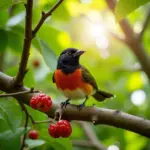 Red-whiskered Bulbul Eating Fruit