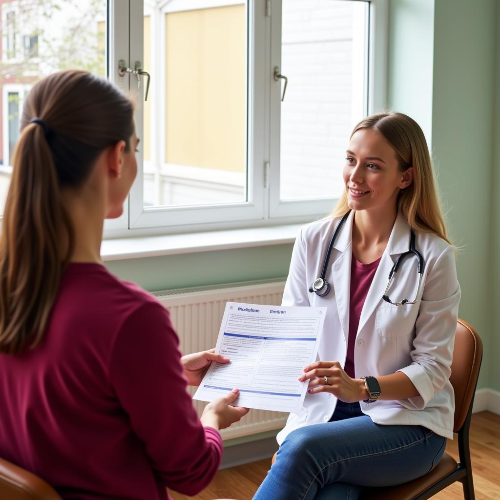 A patient consulting with a renal dietitian about their meal plan.