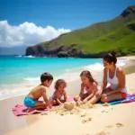 Family enjoying a safe beach day in Hawaii